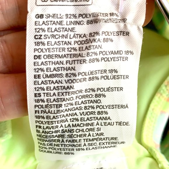 H & M Neon Green Yellow Burst Square Neckline Print Bikini Top Bathing Swim S - Picture 9 of 11